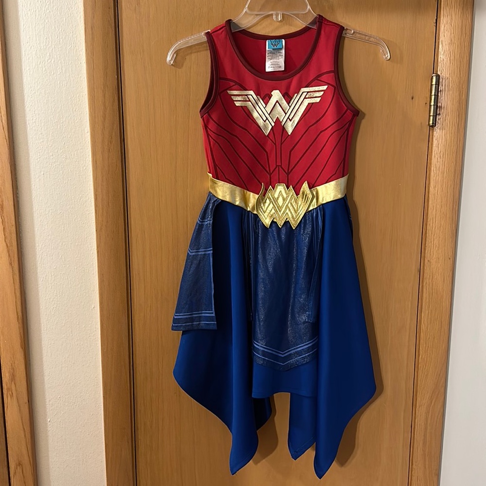 Wonder Woman Kids Girl Sleeveless Costume Dress Red Blue Size Medium 7/8